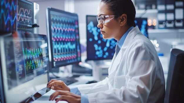 An oncologist employs AI tools to tailor cancer treatment plans based on genetic information and predictive analytics