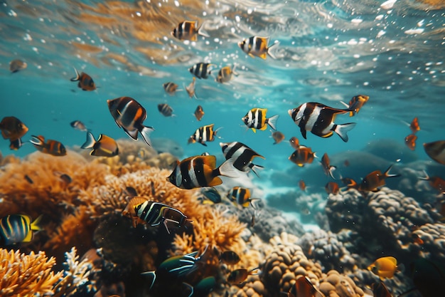 onder water met vissen op een koraalrif