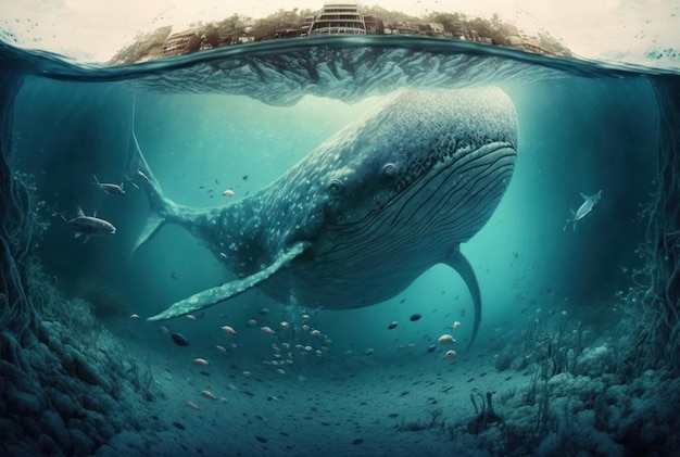 Onder water wereld dieren in het wild dieren mooie achtergrond Wereld water dag concept