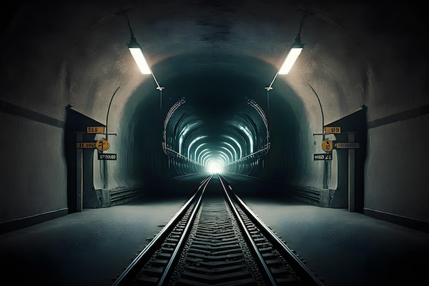 Ondergrondse metrotunnels in vuile verouderde toestand neuraal netwerk gegenereerde kunst