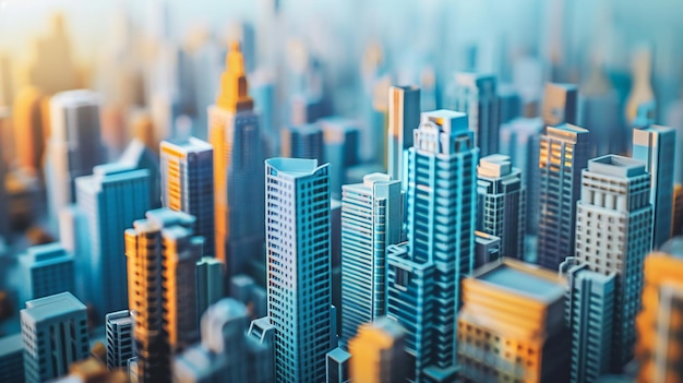 Onderling verbonden wolkenkrabbers Een stadsbeeld dat bedrijfsindustrieën en economische groei illustreert