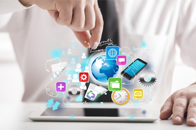 Ondernemer met een tablet in close-up