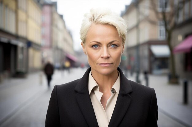 Foto ondernemer vrouwelijke blanke middelbare leeftijd zelfverzekerde pose