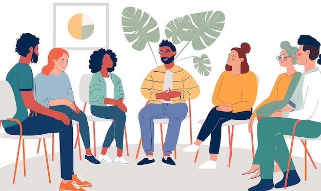 Ondersteunende gemeenschap betrokken bij groepstherapie