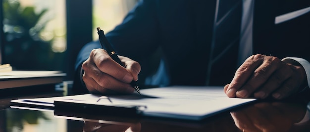 Ondertekening van documenten door bedrijfsleiders in het kantoor