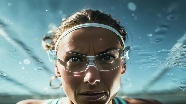 Onderwater borstcrawl vrouwelijke zwemster