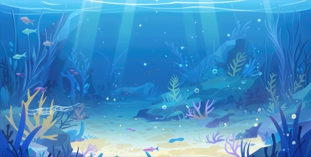 Onderwater cartoon achtergrond AI gegenereerde afbeelding