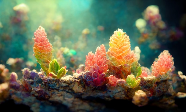 Onderwater kleurrijk koraal abstract behang 3D illustratie