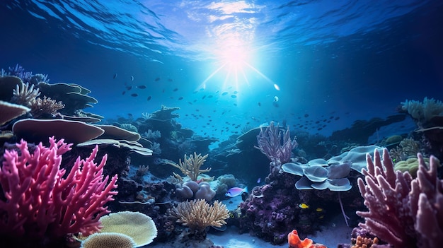 onderwater scène met lichtstralen Generatieve Ai
