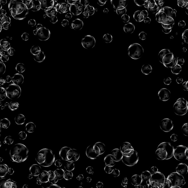 Foto onderwater zuurstofbellen op zwarte achtergrond