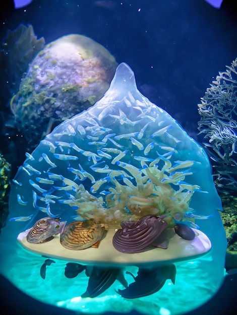 Onderwaterlandschap met koraalriffen en exotische vissen