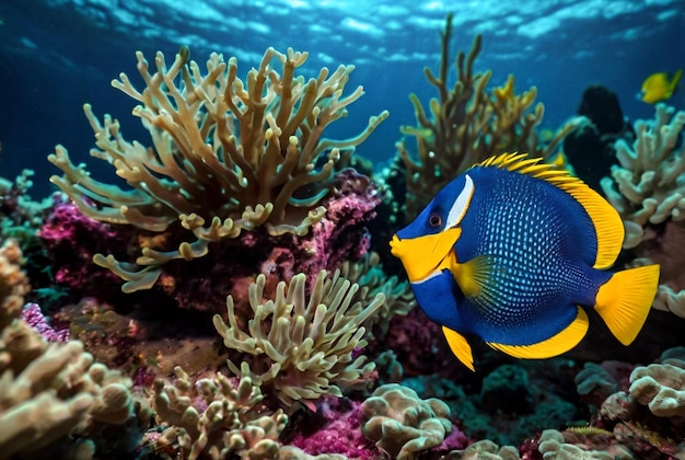 Onderwatermacrofotografie van zeedieren Vegetatie onder water Zeeleven onder water