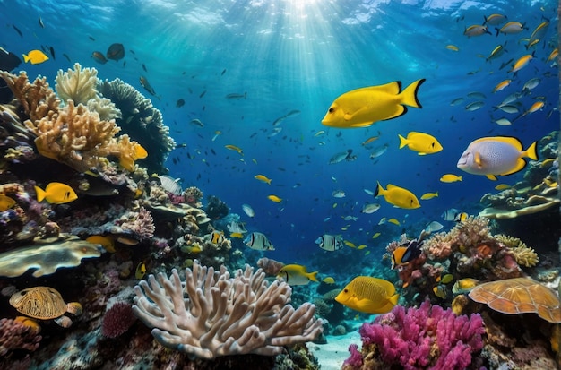 Onderwaterriffen met verschillende vissoorten