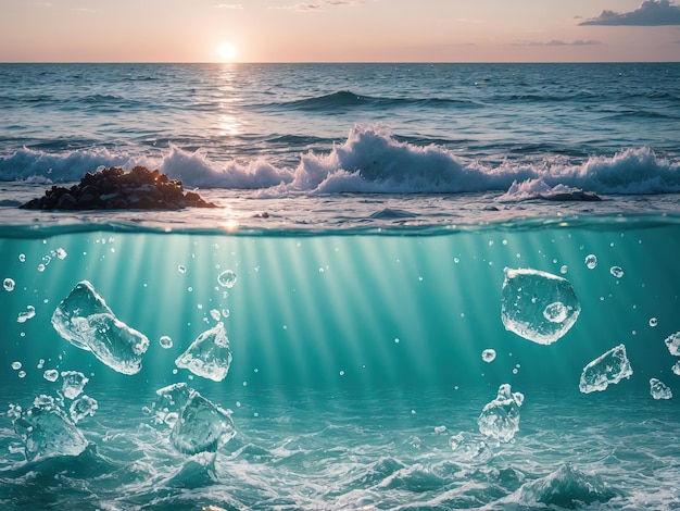 Foto onderwaterscène met een prachtig strand