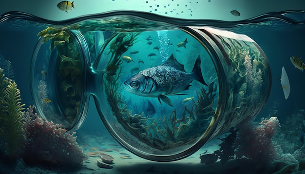 Onderwatervissen en water Gegenereerde AI