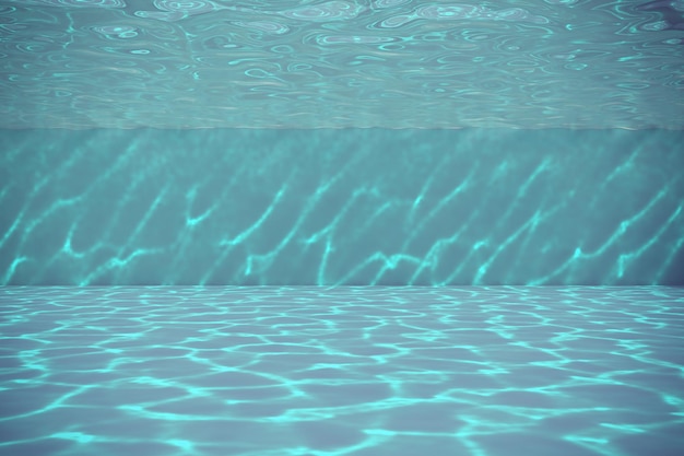 Foto onderwaterzwembad met zonlicht het effect van de bijtende 3d illustratie