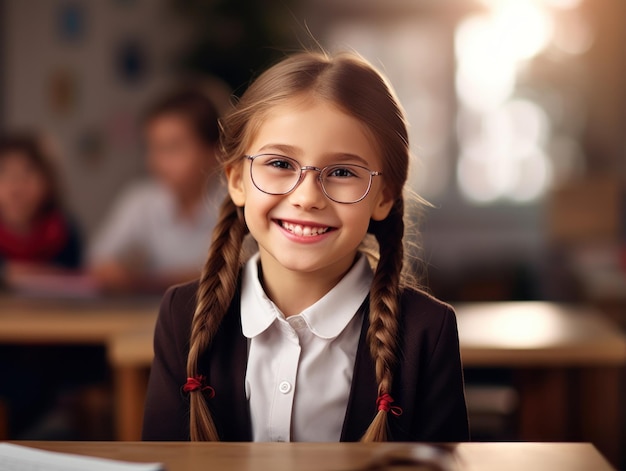 Onderwijs voor meisjes Gelukkig mooi meisje lacht Generatieve AI