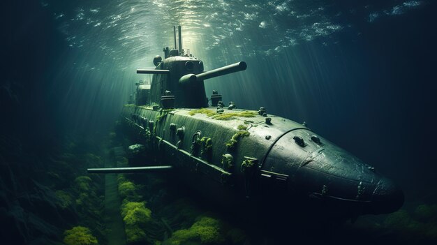 Foto onderzeeër in de oceaan