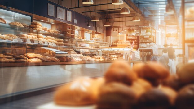 Onduidelijk interieur van de bakkerij