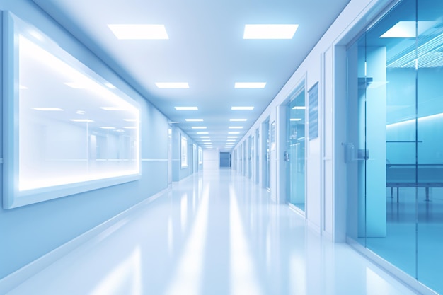 Onduidelijk lege moderne ziekenhuiskorridor achtergrond Abstract onduidelijk kliniek gang interieur ingang