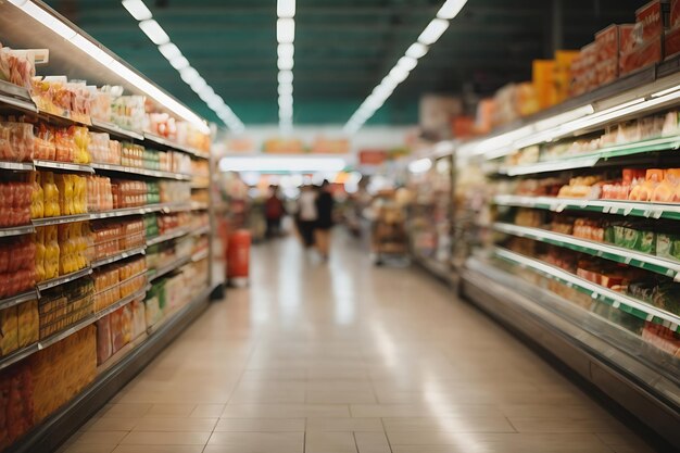 Onduidelijke achtergrond van een supermarkt in een winkelcentrum