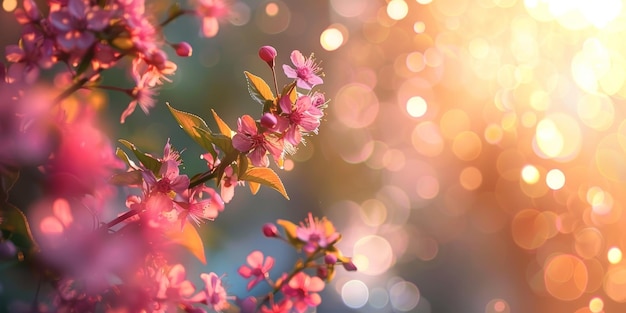 Foto onduidelijke foto van roze bloemen in zonlicht generatieve ai