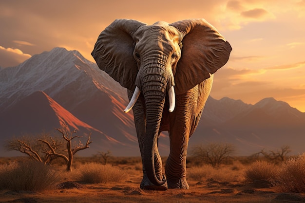 One adult African Elephant in natural habitat