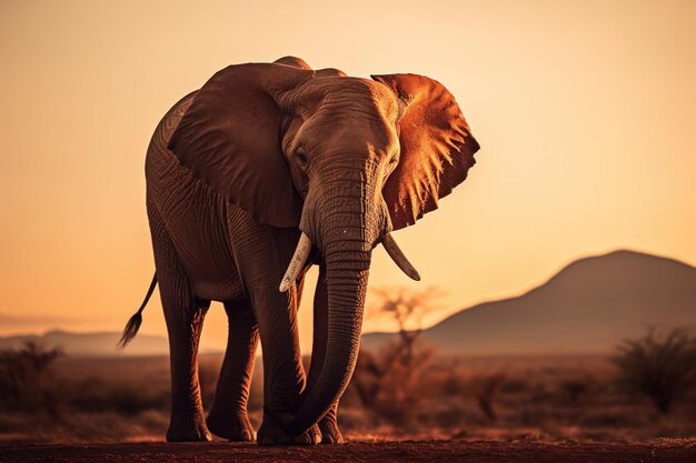 One adult African Elephant in natural habitat