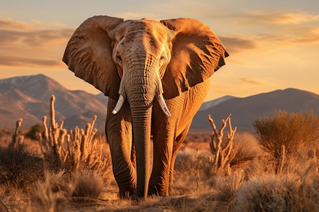 One adult African Elephant in natural habitat