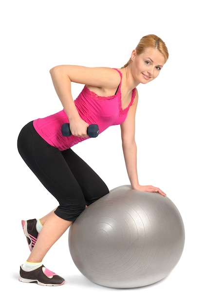 One-Arm Dumbbell Row op Stability Fitness Ball Oefening