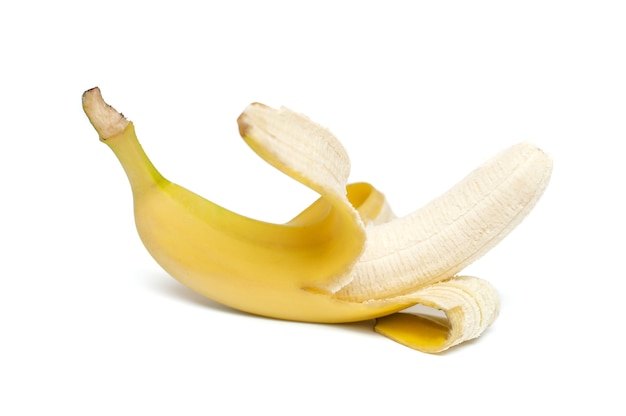 写真 白い背景に1本のバナナ