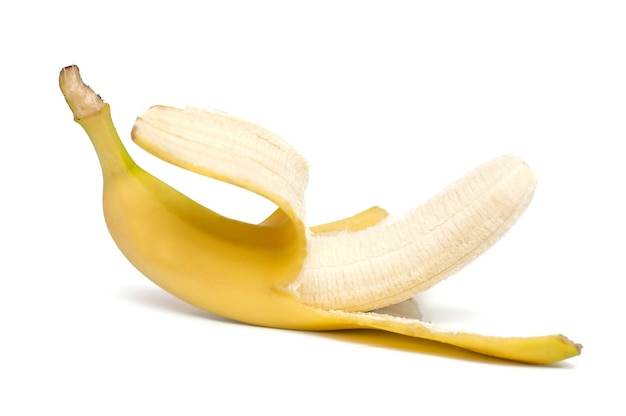 One banana on white background