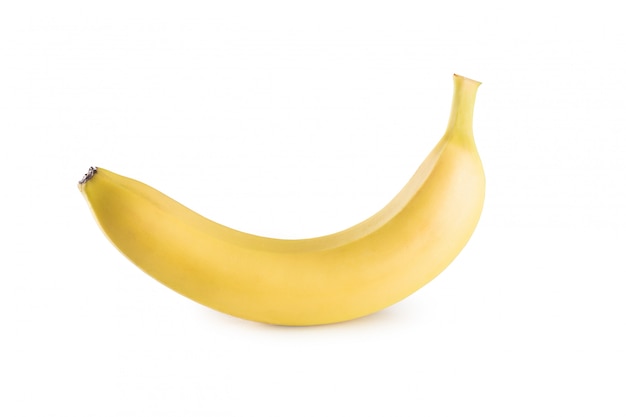 One banana on a white surface