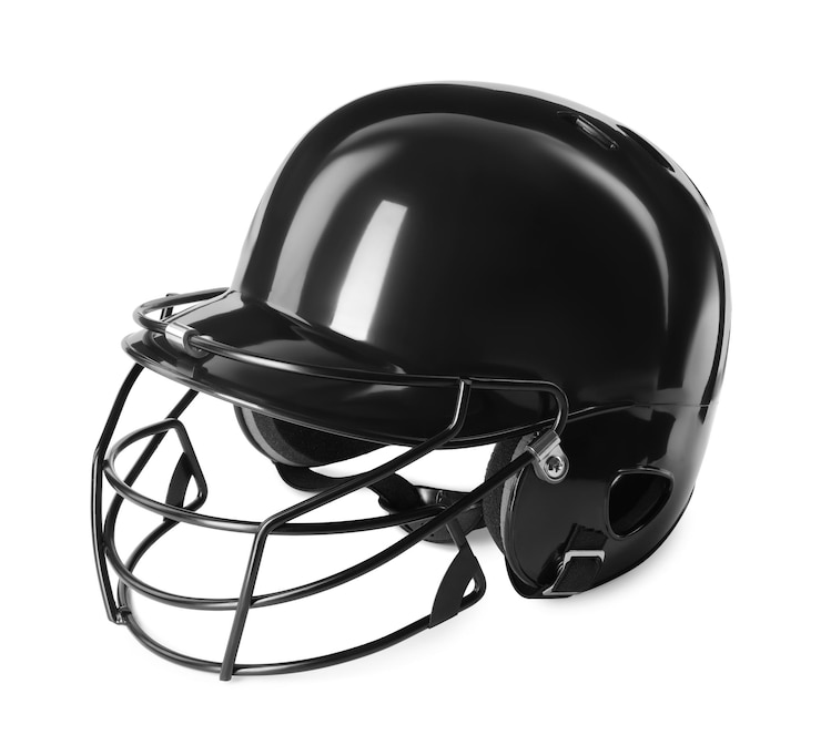 Photo one black baseball helmet isolated on white