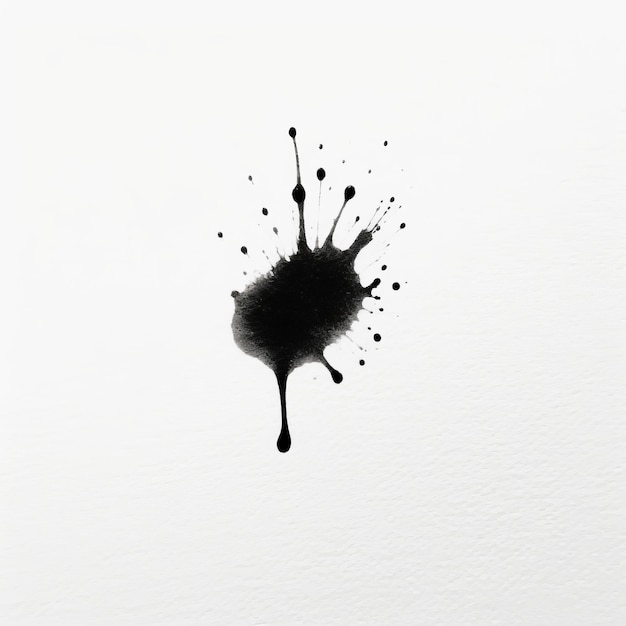 One black ink spot splash on white background