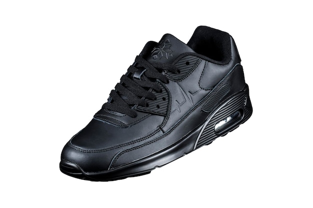 One black sneaker on a white background Sport shoes