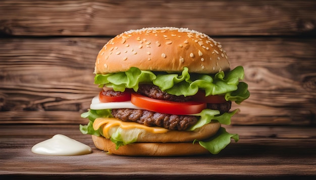 one burger on the black background