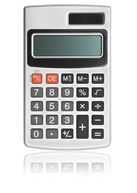 One calculator on the white backgrounds .