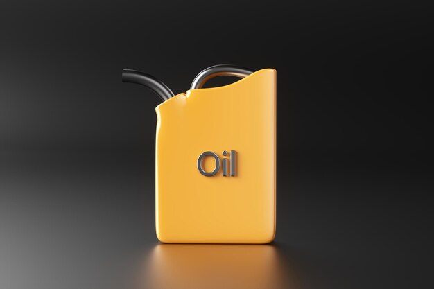 Photo one canister of oil on a black background 3d rendering illustration
