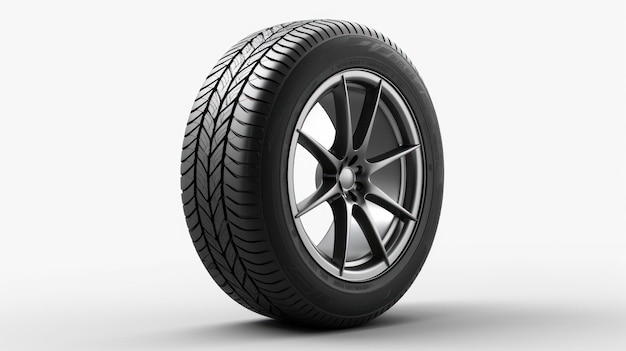 One car tire is isolated on a white background