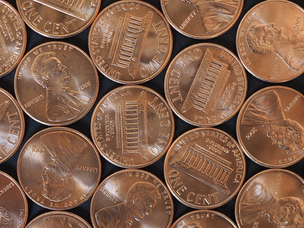 1센트 달러 동전, 검정 위에 미국