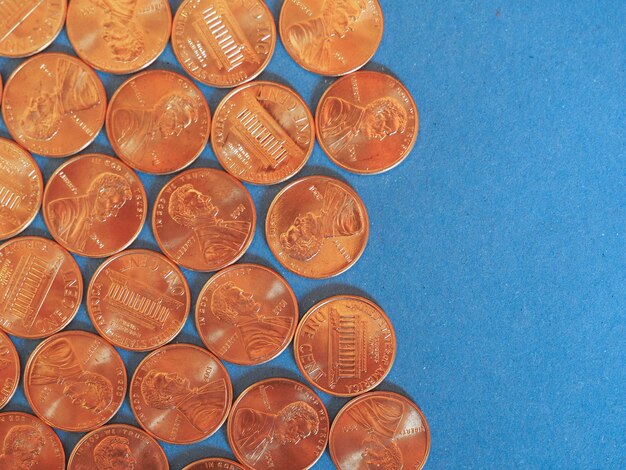 One Cent Dollar coins United States over blue