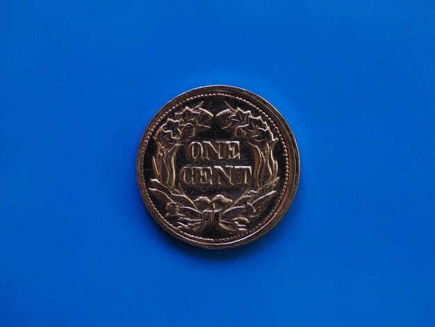 Photo one cent year 1857 over blue