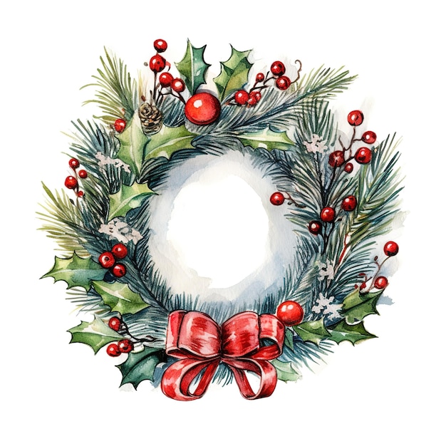 one christmas wreath on a white background