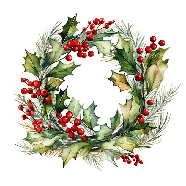 one christmas wreath on a white background