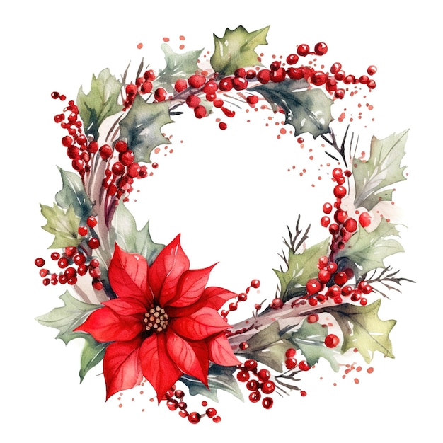 one christmas wreath on a white background