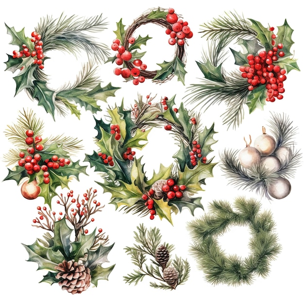 one christmas wreath on a white background