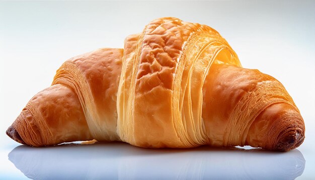 Photo one croissant closeup isolated on white background