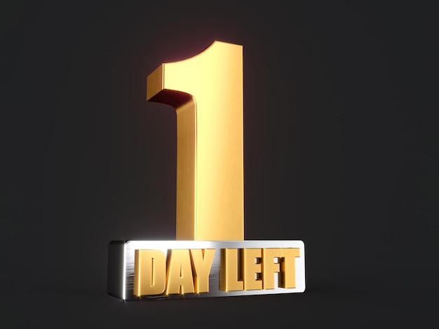 One Day Left Countdown count time sale three two one zero days left 3d illustration