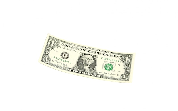 Photo one dollar bill with no face and red question mark